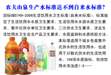 信用危機之二:水標準疑云 生產(chǎn)標準不及自來水?