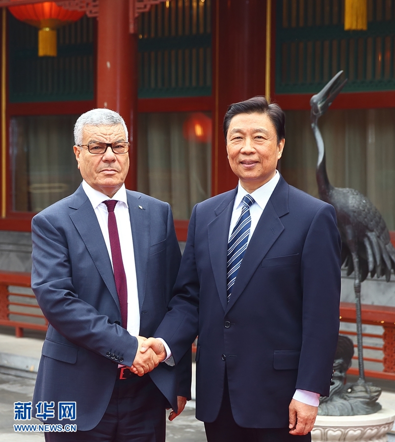 4月6日，國家副主席李源潮在北京會(huì)見由總書記薩伊達(dá)尼率領(lǐng)的阿爾及利亞民族解放陣線黨代表團(tuán)。 新華社記者 丁海濤 攝