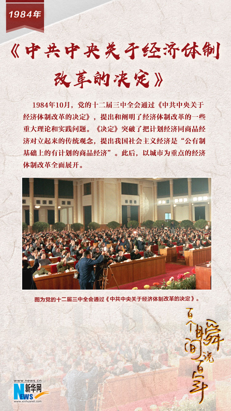 1984，《中共中央關(guān)于經(jīng)濟(jì)體制改革的決定》