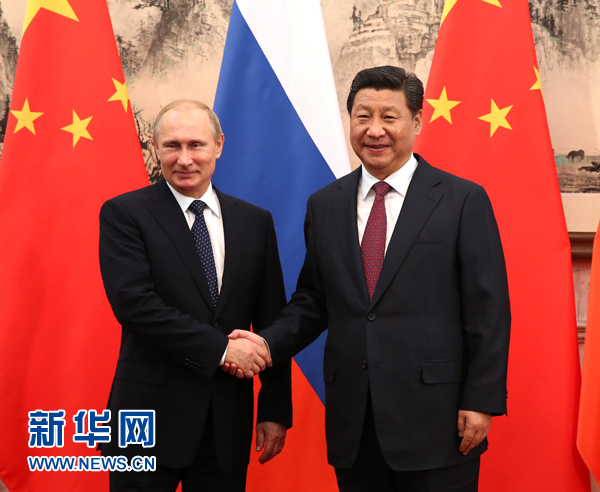 11月9日，國家主席習(xí)近平在北京釣魚臺(tái)國賓館會(huì)見俄羅斯總統(tǒng)普京。新華社記者 蘭紅光 攝