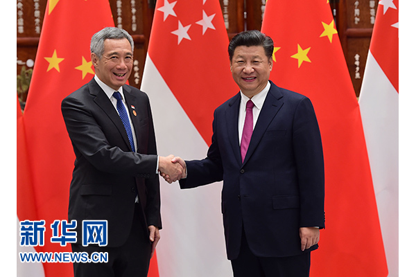 9月2日，國(guó)家主席習(xí)近平在杭州會(huì)見(jiàn)新加坡總理李顯龍。新華社記者張鐸攝